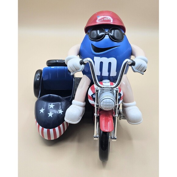 Mars M&M Red White And Blue Freedom Rider Motorcycle w/Side Car Candy Dispenser - Picture 2 of 10